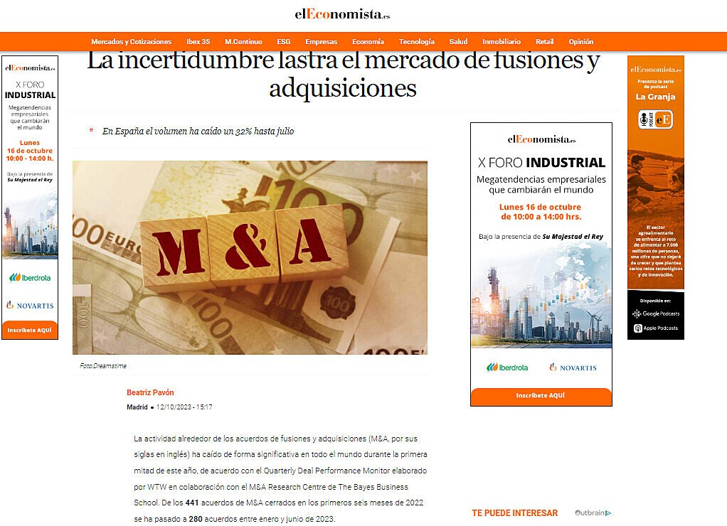 La incertidumbre lastra el mercado de fusiones y adquisiciones